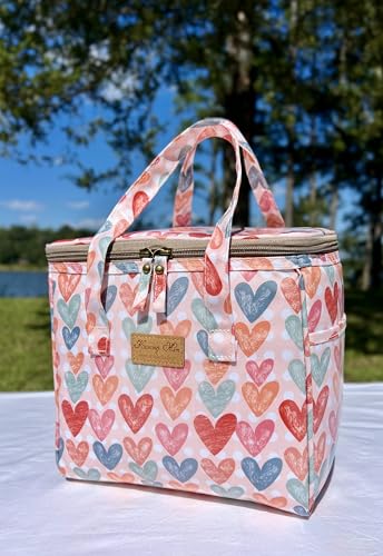 Kwang Min Insulated Lunch Bag for Women,Reusable Bento Box,Large Cooler for Office,Picnic Outdoors,Beach, Premium Waterproof Fabric,Ideal Pink Lunch Bag (Pink Peony) - color: Peony Pink