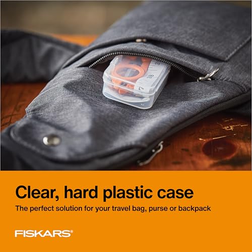 Fiskars Compact Travel Sewing Kit, TSA compliant Folding Scissors, 27-Piece Repair Set for Buttons and Hemming, Threads, Needles, 39” Measuring Tape, Small Size for Purses and Carry on, Orange - size: (Pack of 1)