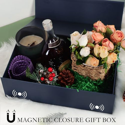 LFBOX Navy Blue Gift Box with Magnetic Lids 13.8x8.3x4.4 in, Bridesmaid Groomsman Proposal Box, Large Rectangle Storage Box 5 Pack - color: Navy Blue, size: 1 count (Pack of 5)