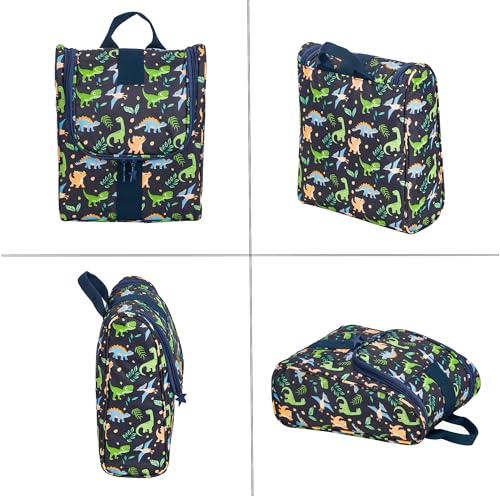 Remobia Hicol Cute Cartoon Hanging Kids Toiletry Bag Children Travel Cosmetic Makeup Organizer Wash Bag Shower bag Over Night Bag Camping Shaving Kit Bag for Boys & Girls (Dinosaurs) - color: Dinosaurs