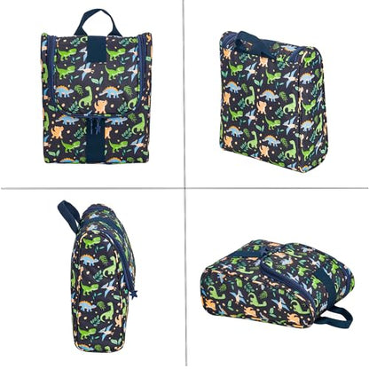 Remobia Hicol Cute Cartoon Hanging Kids Toiletry Bag Children Travel Cosmetic Makeup Organizer Wash Bag Shower bag Over Night Bag Camping Shaving Kit Bag for Boys & Girls (Dinosaurs) - color: Dinosaurs