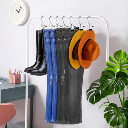 Boot Hangers for Closet,30 Pack Laundry Hooks with Clips,Stainless Steel Boot Hanger Clips,Portable Hangers Single Clip Space Saving Boot Clips for Hanging (Black) - color: Black
