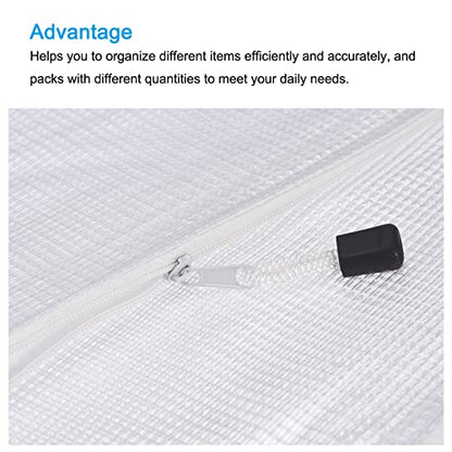 MECCANIXITY Mesh Zipper Bags, A3 Size Plastic Zip File Pouch Document Folders for Home Office Travel, White Pack of 3 - color: White