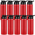 Chengu 10 Pcs 25oz Reusable Aluminum Water Bottle Bulk Lightweight Outdoor Sports Water Bottles Easy Carry Leak Proof for Travel Gym Camping Hiking Fishing, Snap Lid (Red) - style: Red