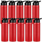 Chengu 10 Pcs 25oz Reusable Aluminum Water Bottle Bulk Lightweight Outdoor Sports Water Bottles Easy Carry Leak Proof for Travel Gym Camping Hiking Fishing, Snap Lid (Red) - style: Red