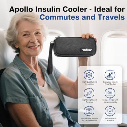 apollo walker Insulin Cooler Travel Case Diabetic Medication Cooler with Ice Packs and Insulation Liner insulin travel case tsa approved - color: Black, size: Small