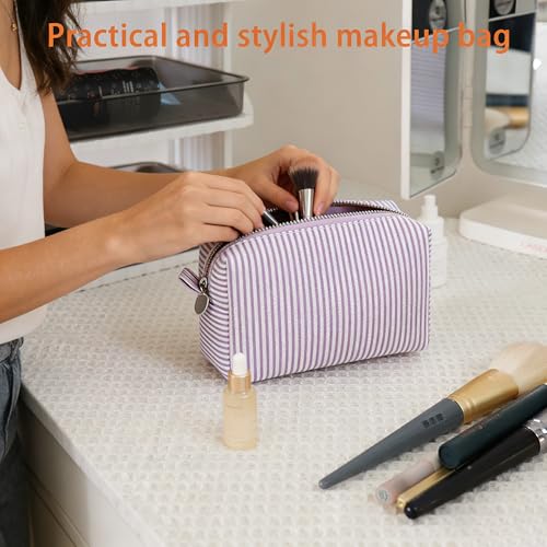 2pcs Makeup Bag Travel Toiletry Bag for Women Lightweight Make Up Bag Purse Organizer Pouches Large Cosmetic Bag Small Makeup Pouch Medicine Bag Travel Essentials for Women Purple - color: purple