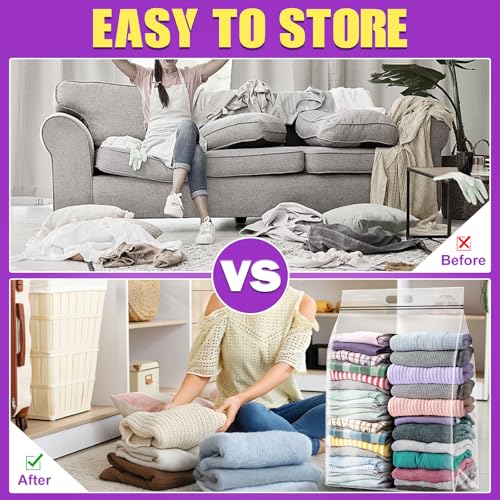 FURWEY 25 Gallon Extra Large Storage Bags 35”x 24”Resealable Clear Bags with Handle 4 Mil Thick Heavy Duty Big Bag for Clothes Pillow Travel Moving,Bedding,Shoes and Toys Storage, Pack of 3 - size: 25 gal - 3 pack