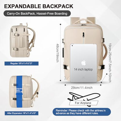 Vacuum Seal Backpack Travel with Pump, Expandable Vacuum Backpack with Air Compression System, Airback Vacpack TSA Lock Water Resistant Carry-On Luggage (White) - color: White