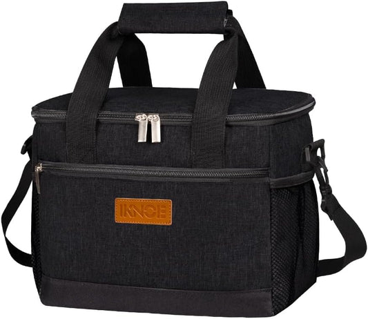 iknoe Insulated Lunch Bag, Foldable 8.5L Cooler Bag for Men & Women, Leakproof Thermal Design, Great for Office, Picnic, Travel, Lunch Box, Black - color: Black, size: Medium
