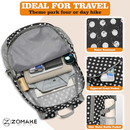 ZOMAKE Lightweight Packable Backpack 30L, Foldable Hiking Backpacks Water Resistant Compact Folding Daypack for Travel(Black，White polka dots) - color: Black，white Polka Dots