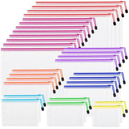 30pcs Mesh Zipper Pouch Bags, 8 Sizes Plastic Zippered Storage Bags for Organizing, Clear Pouches with Zipper, Waterproof Mesh Pouch for Office School Supplies, Home Organize, Travel Storage - style: 30pcs