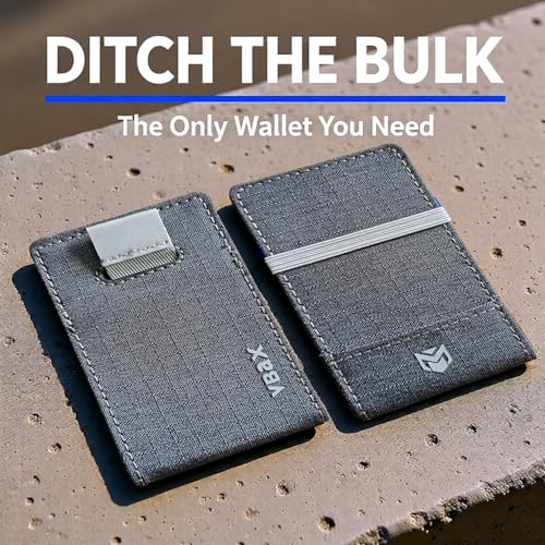 RFID Minimalist Slim Wallet for Men and Women, Holds Up to 12 Cards, Cash, Key Thin and Lightweight Credit Card Holder (Grey Microfiber – Arctic Edition) - color: Grey Microfiber – Arctic Edition