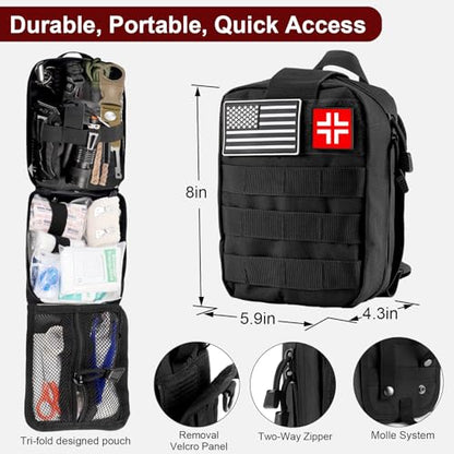 Gifts for Men Christmas - 118-in-1 Survival Kits - Military-Grade Survival Gear for Outdoor Adventures, Disaster Preparedness, Car/Home/Office Emergency Kit with First Aid Supplies