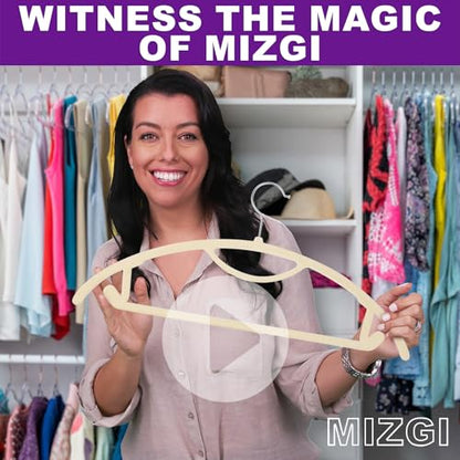 MIZGI Premium Velvet Hangers 50-Pack,No Shoulder Bump Hangers W/Tie Bar Ultra Thin Space Saving Non Slip Hanger Heavy Duty Felt Rounded Clothes Hanger for Sweaters,Coat,Jackets,Pants,Shirts - color: Ivory