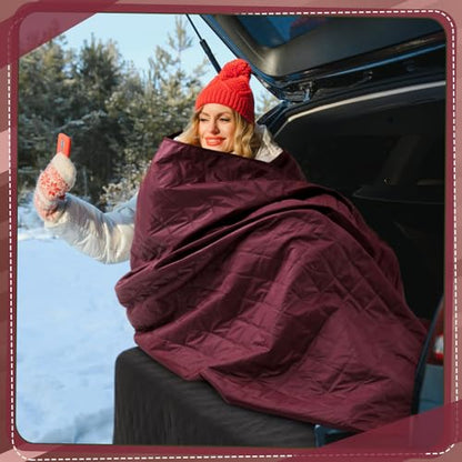 Preboun 4 Pack Large Waterproof Stadium Blankets Thick Warm Fleece Picnic Camping Blankets for Cold Weather Football Games Concerts Beach Outdoor Activities Homeless Donations(Dark Red) - color: Dark Red