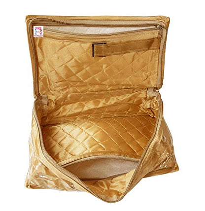 atorakushon Set of 5 Satin Makeup Pouches Cosmetic Necklace Earrings Vanity Jewellery Organizer For Women's (Golden) - color: Gold