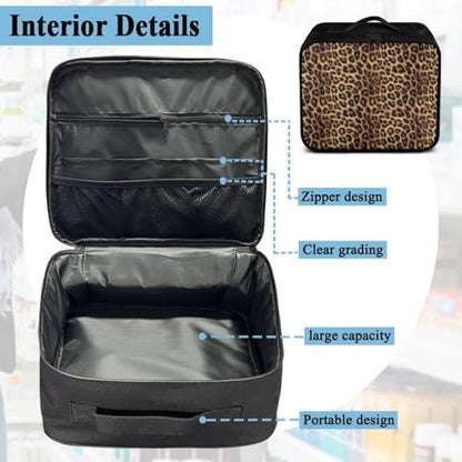 Empty First Aid Bag Leopard Print Medical Bag Empty Large Capacity for Home Office and Travel Use Lightweight Washable Soft Fabric - color: Leopard Print