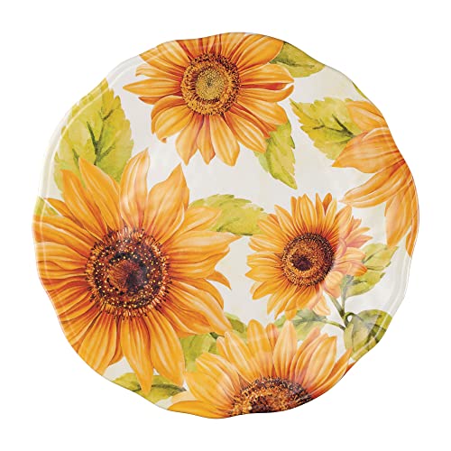 UPware 12 Piece Sunflower Melamine Dinnerware Sets, Outdoor Dishes Set, Plates and Bowls Sets, Service for 4, Yellow - color: Sunflower