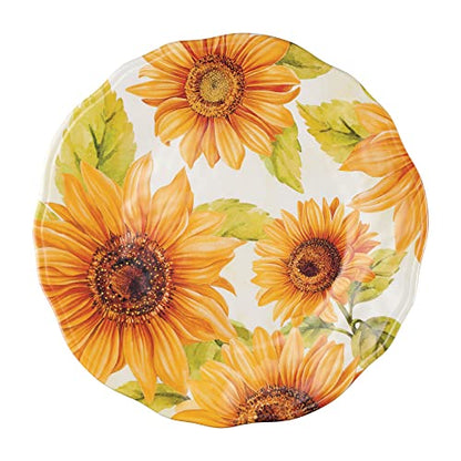 UPware 12 Piece Sunflower Melamine Dinnerware Sets, Outdoor Dishes Set, Plates and Bowls Sets, Service for 4, Yellow - color: Sunflower