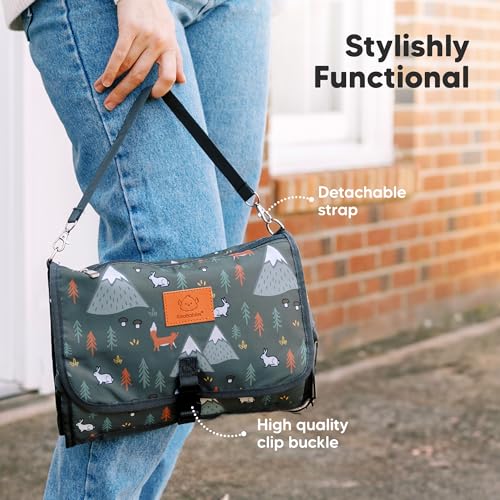 KeaBabies Portable Diaper Changing Pad, Travel, Car - Large Waterproof Baby Changing Mat, Wipeable, Padded, On The Go Travel Diaper Clutch Bag, Easy to Use Pockets for Newborn Essentials (Woods) - color: Woods