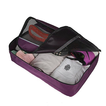 5 Set Packing Cubes for Travel Large Suitcase Luggage Organizer Bags Travel Accessories Vacation 4 Cubes 1 Laundry Pouch Bag - color: Purple