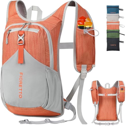 FIORETTO 20L Hiking Backpack for Women Men Mini Packable Backpack Lightweight Small Daypack for Camping Travel Outdoor, Orange - color: Orange, size: 20l