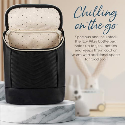 Itzy Ritzy Insulated Bottle Bag – Keeps Bottles Warm or Cool - Holds 3 Bottles and Features Interior Pocket For Ice Pack (Not Included), Jetsetter - color: Jetsetter