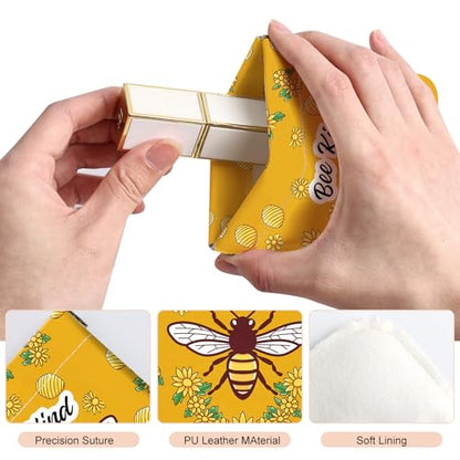 2Pcs PU Leather Small Squeeze Coin Purse Pouch Mini coin Bag Unique And Cute Wallet Cosmetic Bags Change Bag For Women Girls Men （Bees and Flowers - color: Bees and Flowers