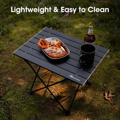 MOON LENCE Ultralight Folding Camping Table, Compact,Portable with Carry Bag, for Outdoor Cooking, Picnic, Camp, Boat, Travel (Black - M) - color: Midnight Black, size: Medium