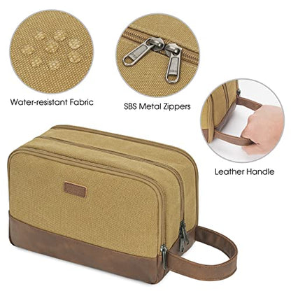 WANDF Travel Toiletry Bag for Men Large Toiletries Shaving Bag Water Resistant Hanging Dopp Kit Travel Accessories Bag for Women Men (Khaki) - color: Khaki