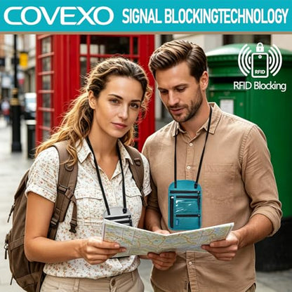 Neck Wallet for Travel, RFID Blocking Passport Holder - Slim Travel Pouch with Adjustable Strap | Holds Phone, Cards, Cash, Documents | Water-Resistant & Secure for Men & Women - color: Dark Grey