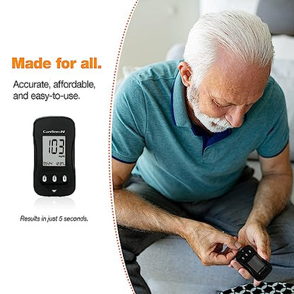 CareSens N Blood Glucose Monitor Kit with 100 Blood Sugar Test Strips, 100 Lancets, 1 Blood Glucose Meter, 1 Lancing Device, 1 Control Solution, Travel Case for Diabetes Testing for Personal Use