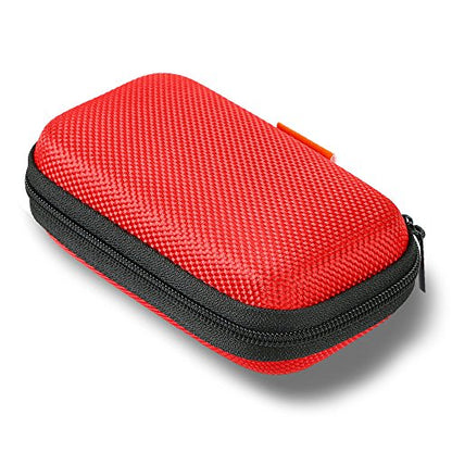 Red Rectangle Small EVA Case - Portable Protection Hard Shell Exterior Lightweight Universal Zipper Pouch Carrying Bag for Earbud, Headset, Charger, Airpods, iPod, USB Cable, MP3, Key, Change Purse - color: Red
