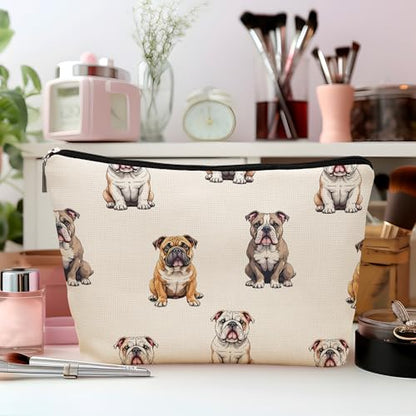 English Bulldog Dog Makeup Bag, English Bulldog Lovers Gifts Cosmetic Bag for Women, Dog Mom Lovers Owner Gifts for Women Christmas, Pet Lover Gift Zipper Travel Makeup Pouch for Purse - color: english bulldog