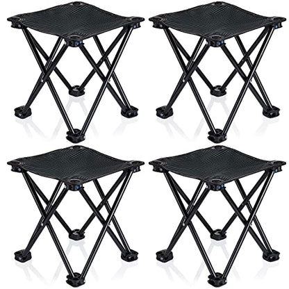 4 Pack Camping Stool Foot Rest Small 11Inch Portable Folding Camping Chair Lightweight Foot Rest Seat with Carry Bag for Fishing Hiking Gardening Beach Outdoor Walking Backpacking Travel BBQ (Black)