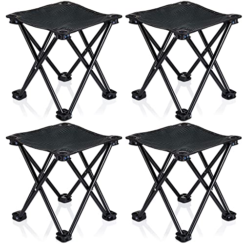 4 Pack Camping Stool Foot Rest Small 11Inch Portable Folding Camping Chair Lightweight Foot Rest Seat with Carry Bag for Fishing Hiking Gardening Beach Outdoor Walking Backpacking Travel BBQ (Black)