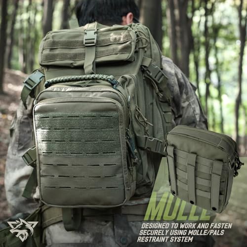 WYNEX Tactical Molle Admin Pouch, Utility EDC Pouch Organizer Modular Tool Pouch of Double Layer Design Medical EMT Attachment Bag Large Capacity with Elastic Webbing Insert Panel - color: Ranger Green