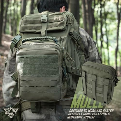WYNEX Tactical Molle Admin Pouch, Utility EDC Pouch Organizer Modular Tool Pouch of Double Layer Design Medical EMT Attachment Bag Large Capacity with Elastic Webbing Insert Panel - color: Ranger Green