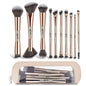 10 PCS Travel Makeup Brush Set With Bag, Makeup Brushes, Double-End Multi-functional Brushes for Foundation Powder Blush Eyeliner Eyeshadows, Professional Face Brush Set（Champagne Gold） - color: 10Pcs-Champagne Gold