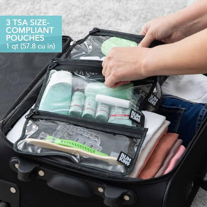Bumkins and Roamio - Waterproof Wet Bag & Clear Travel Bags - For Beach, Baby, Travel, Swim Suit, Cloth Diapers, Pump Parts, Pool, Gym, Toiletries - Reusable & Easy to Clean - Black Check - 4 Pack - color: A5 Black Check