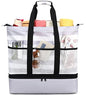 JIANYA Beach Bag Women Waterproof Sandproof Beach Tote Bags with Cooler Top Zipper Large Totes for Pool Travel Daily - color: Grey Stripes