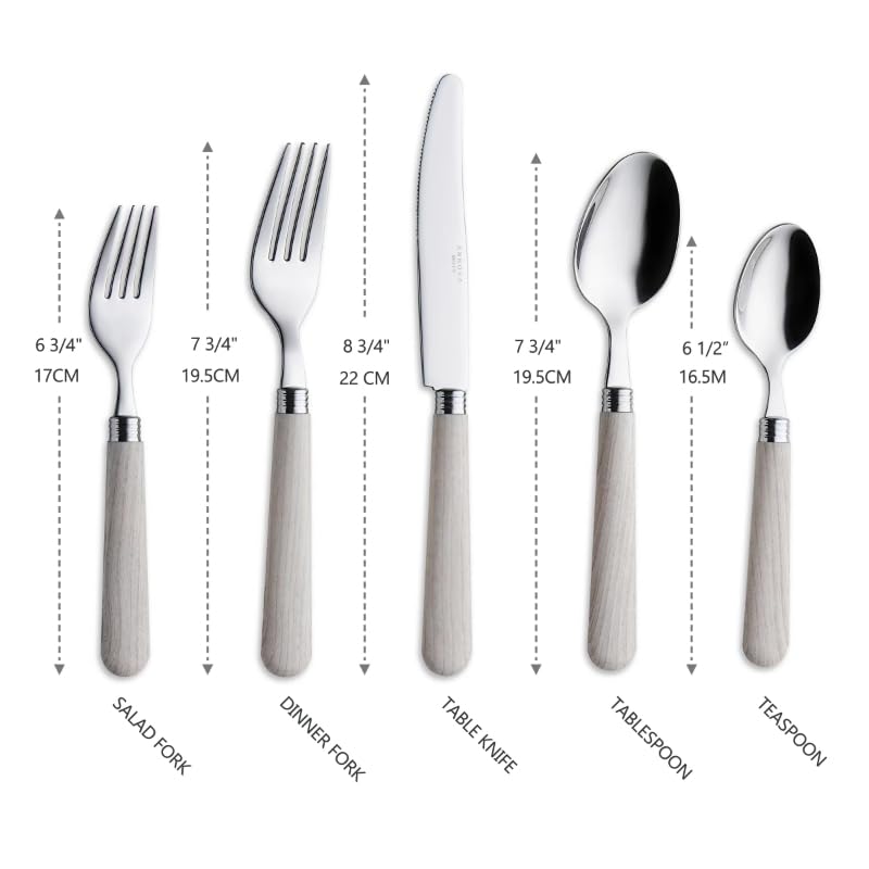 ANNOVA Silverware Set Stainless Steel Colorful Tableware Kitchen Flatware Set Utensils, Includes Dinner Knives, Forks, Spoons, Salad Forks & Dessert Spoons (Wood, 20 Pieces) - color: Wood