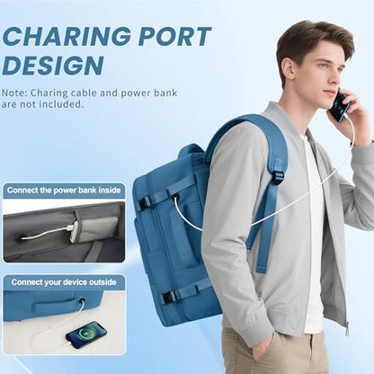 Sinaliy Travel laptop Backpack for Men Women, Personal Item Size Flight Approved, 16 Inch Laptop Bag with Multi-Pockets, College Computer Bag, Waterproof Carry On Backpack Casual Daypack Backpack - color: Deep Blue, size: Large