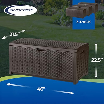 Suncast 73 Gallon Waterproof Resin Wicker Outdoor Patio Storage Deck Box, 3 Pack - style: Deck Box (3 Pack)