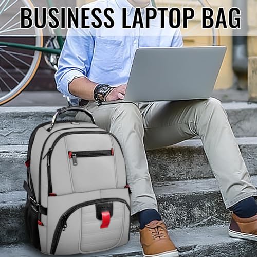 YOREPEK Large Backpack for Men, Extra Large Laptop Backpacks for Men Women, Water Resistant Travel Backpack Airline Approved Business Work Bag Fits 17 Inch Computer, Black - color: Light Grey, size: 17 Inch
