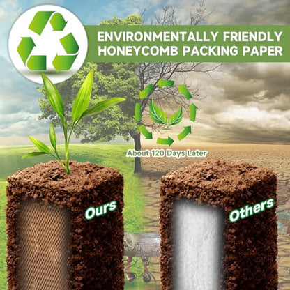 Honeycomb Packing Paper Wrap 15''x600', Substitute Alternative for Bubble Cushioning Wrap for Moving Shipping Packaging, Recyclable Moving Supplies with 48 Fragile Sticker Labels - size: 15''x600'