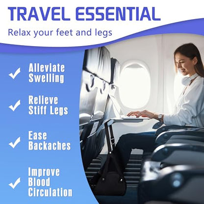 2-Pack Airplane Foot Hammock for Plane Travel - Travel Essentials Length Adjustable Airplane Foot Rest Under Desk -Long Flight Must Haves