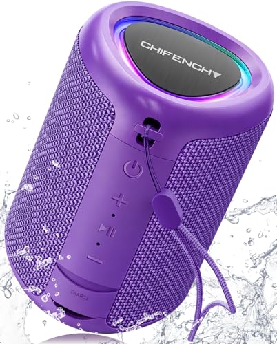 Portable Bluetooth Speaker Beach Essentials: Powerful Crystal Clear Sound/Dynamic Light/IPX5 Waterproof/All Day Playtime/Wireless BT 5.3/TWS Paring, Dad Gifts, Outdoor|Travel|Camping|Pool Accessories - color: Purple