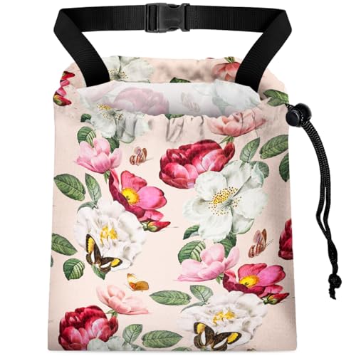 Car Trash Bag Hanging Back of Seat with Adjustable Snap Buckle Strap Cute Printed Drawstring Garbage Bags for Car-Pink Floral - color: Pink Floral Car Trash Bag